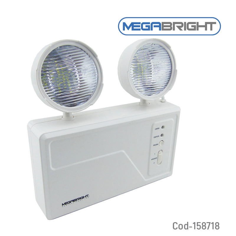 Lampara De Emergencia Modelo Doble LED Marca MEGABRIGTH A 6000K