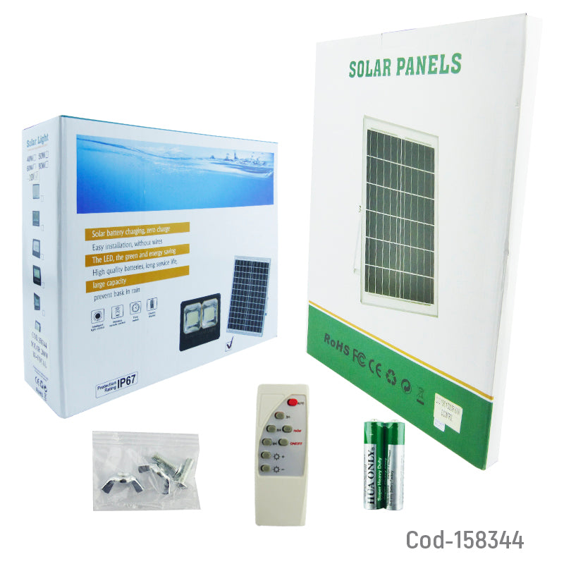 Proyector Solar LED De 200 Watt De 117 LED Modelo BI-FOCAL Con Panel Y Control Remoto.