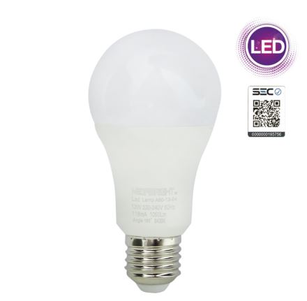 Ampolleta LED 13Watt E-27, A60 Luz Fria, Megabright