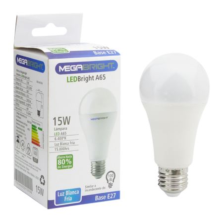 Ampolleta LED 15Watt Luz Fria, Megabright E-27