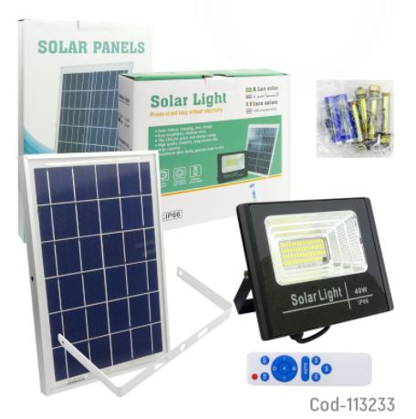 Kit Foco Solar 62 LED 40Watt, Luz fria, Con Control Remoto