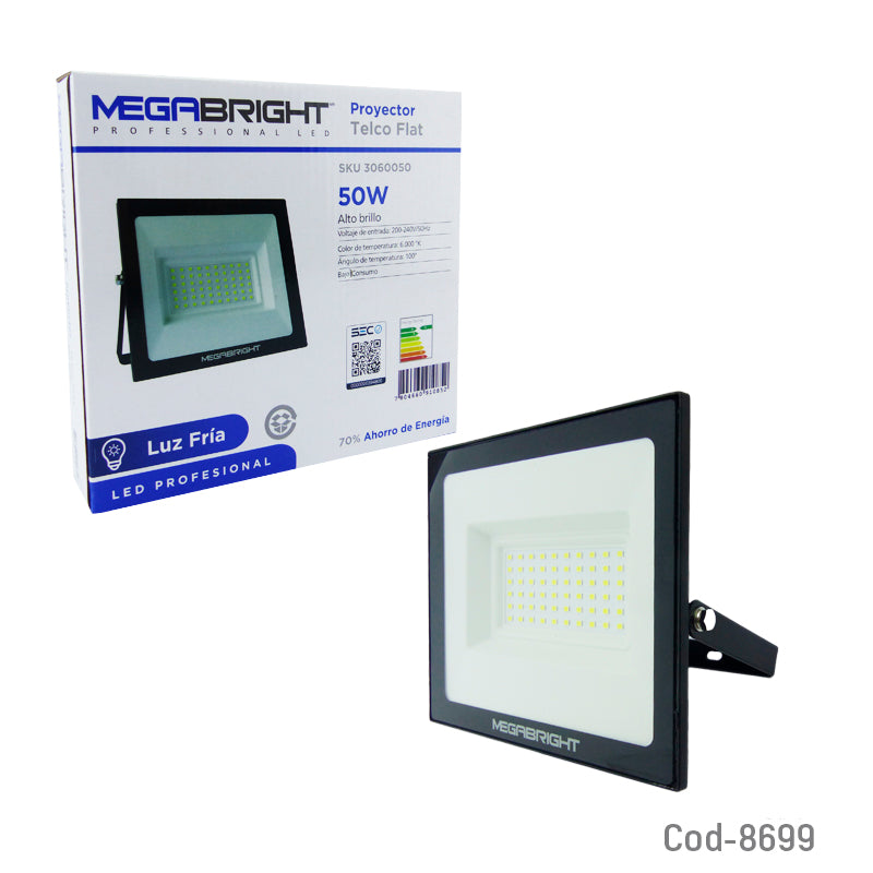 Foco Halogeno LED 50Watt, Megabright Luz Fria, Certificado