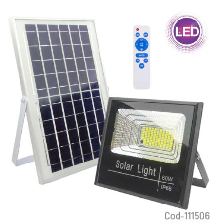 E Proyector Solar 112 LED, 60 watt Luz Fría, Con Control y Panel