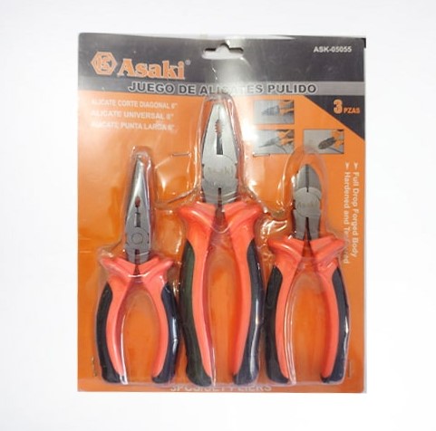 Set De Alicates pulido 3 Pzas Marca Asaki