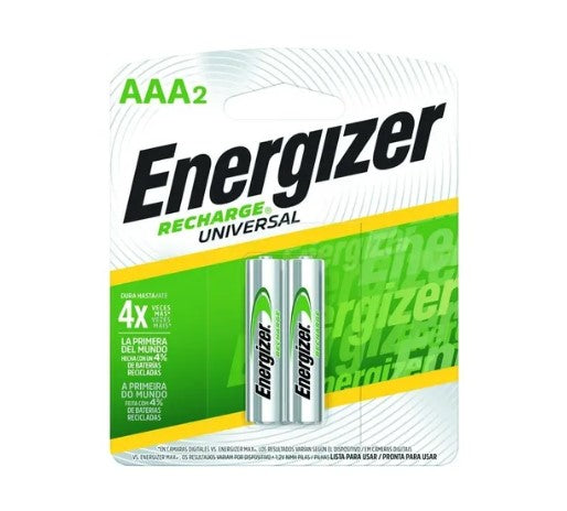 Pilas Recargables Energizer Aaa Pack De 2 Unidades.