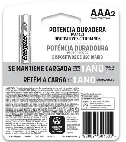Pilas Recargables Energizer Aaa Pack De 2 Unidades.