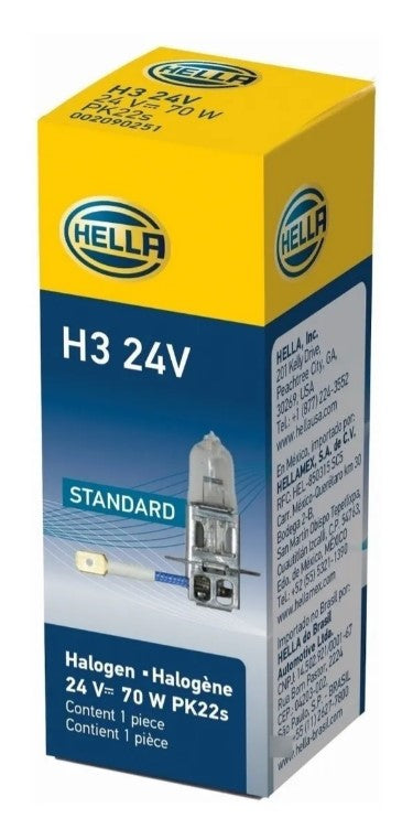 Ampolleta Hella H3 24v 70w Pk22s T3.25 Halógeno