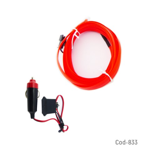 Luz Hilo De Neon, 12 Volt, 3 Metros, Para Interior De Auto. Colores, En Caja