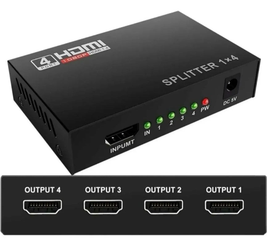 Splitter Hdmi 1x4 Activo 1.4 Full-hd 1080p Soporta 3d