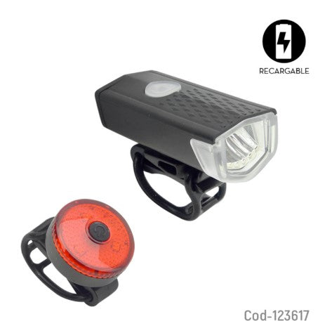 Kit Luz Delantera Y Trasera Recargables, Para BicicletaKit Luz Delantera Y Trasera Recargables, Para Bicicleta