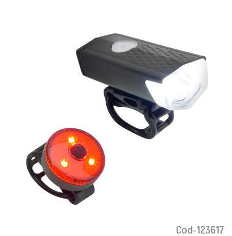 Kit Luz Delantera Y Trasera Recargables, Para BicicletaKit Luz Delantera Y Trasera Recargables, Para Bicicleta