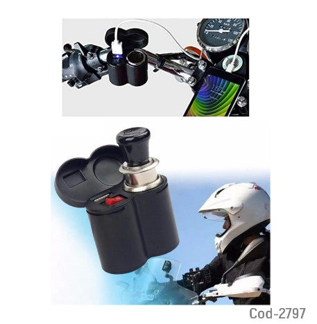 Cargador USB Y Encendedor De Cigarros, Para Moto 12V