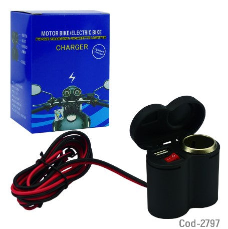 Cargador USB Y Encendedor De Cigarros, Para Moto 12V