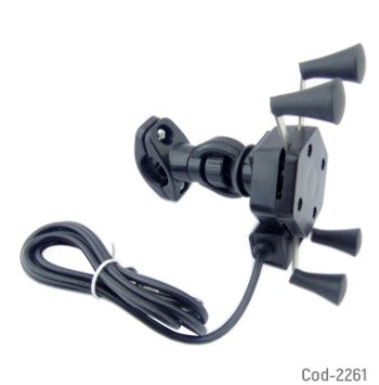 Porta Smartphone Para Moto, Con USB De Carga 2 Amper, Metal X Grip. Alta Calidad.