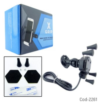 Porta Smartphone Para Moto, Con USB De Carga 2 Amper, Metal X Grip. Alta Calidad.