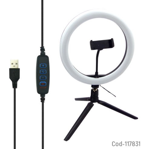 Kit Aro LED 10” + Tripode De Mesa Para Smartphone
