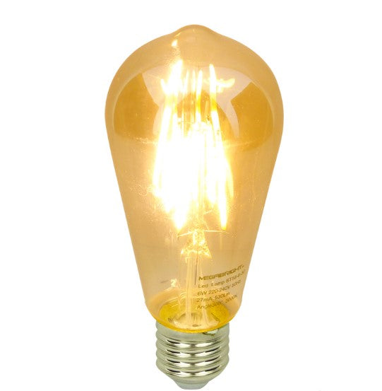 Ampolleta LED Classic Vintage, Luz Calida, 6Watt, E27, Megabright.