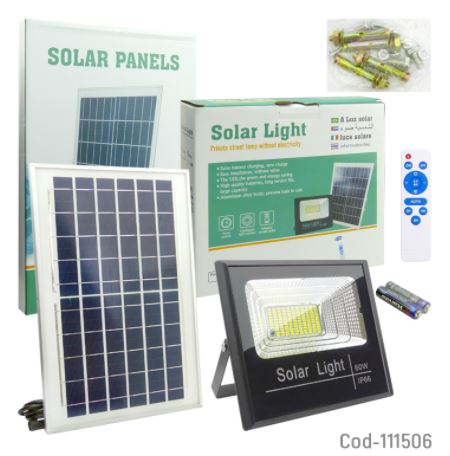 E Proyector Solar 112 LED, 60 watt Luz Fría, Con Control y Panel