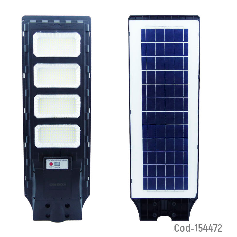 Foco Para Poste Solar De 600 Watt Con 4 Placas De 840 LED, Control Remoto Y Sensor