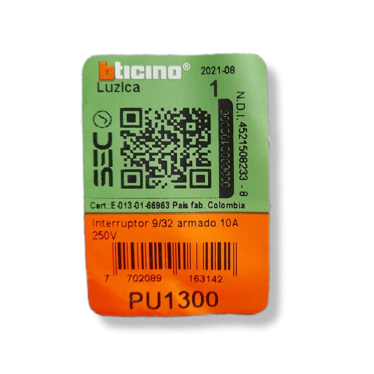 Interruptor Triple 9/32 10a Luzica Bticino Ref Pu1300