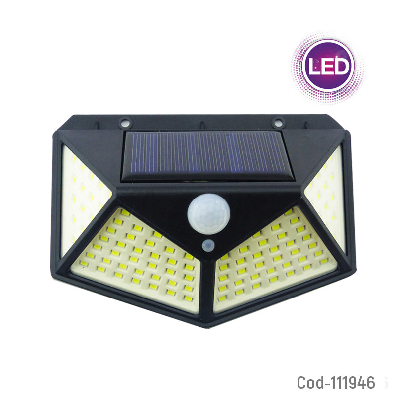 Foco Solar 100 LED, Con Sensor, Para Pared