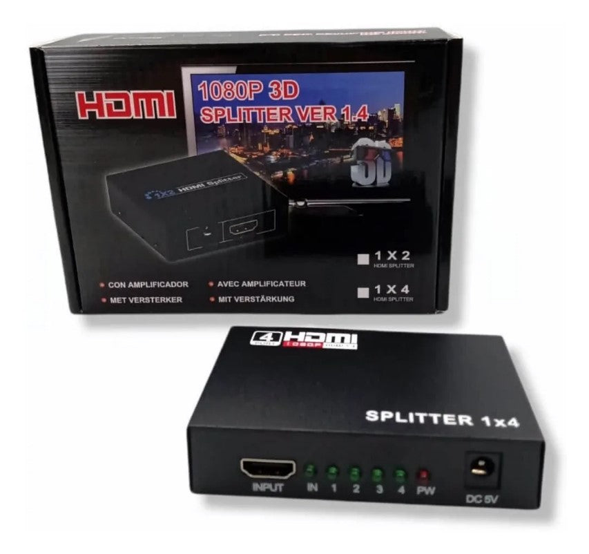 Splitter Hdmi 1x4 Activo 1.4 Full-hd 1080p Soporta 3d